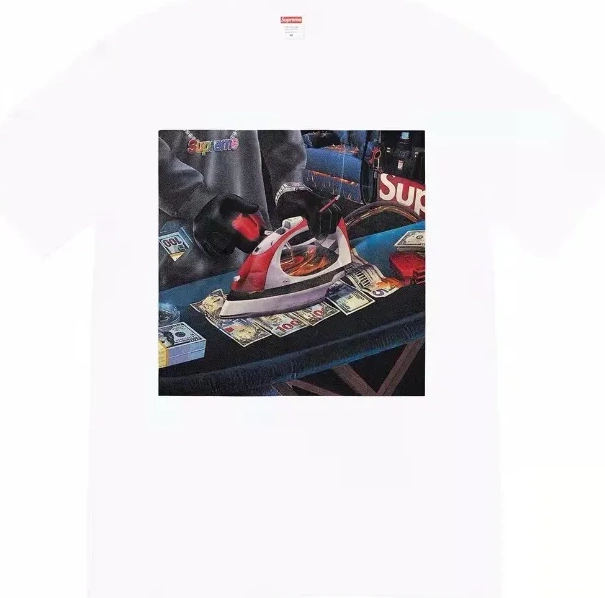 XL Large Gas S Sleeve T-shirt Necklace Short Banknote BLING Iron White Black M USD 22SS and Tee L 0501
